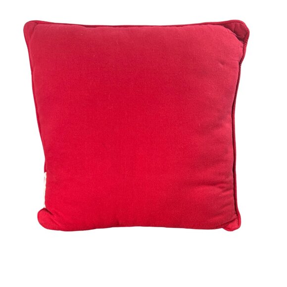 Christmas Pillow With Vintage Santa Claus Print 20"x20" Red & Beige Holiday Deco - Picture 3 of 7